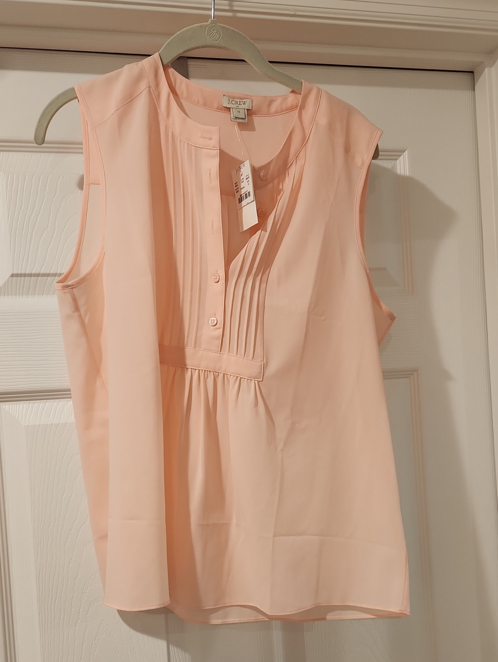 J. Crew Factory Sleeveless Pleated Blouse in Soft Peach